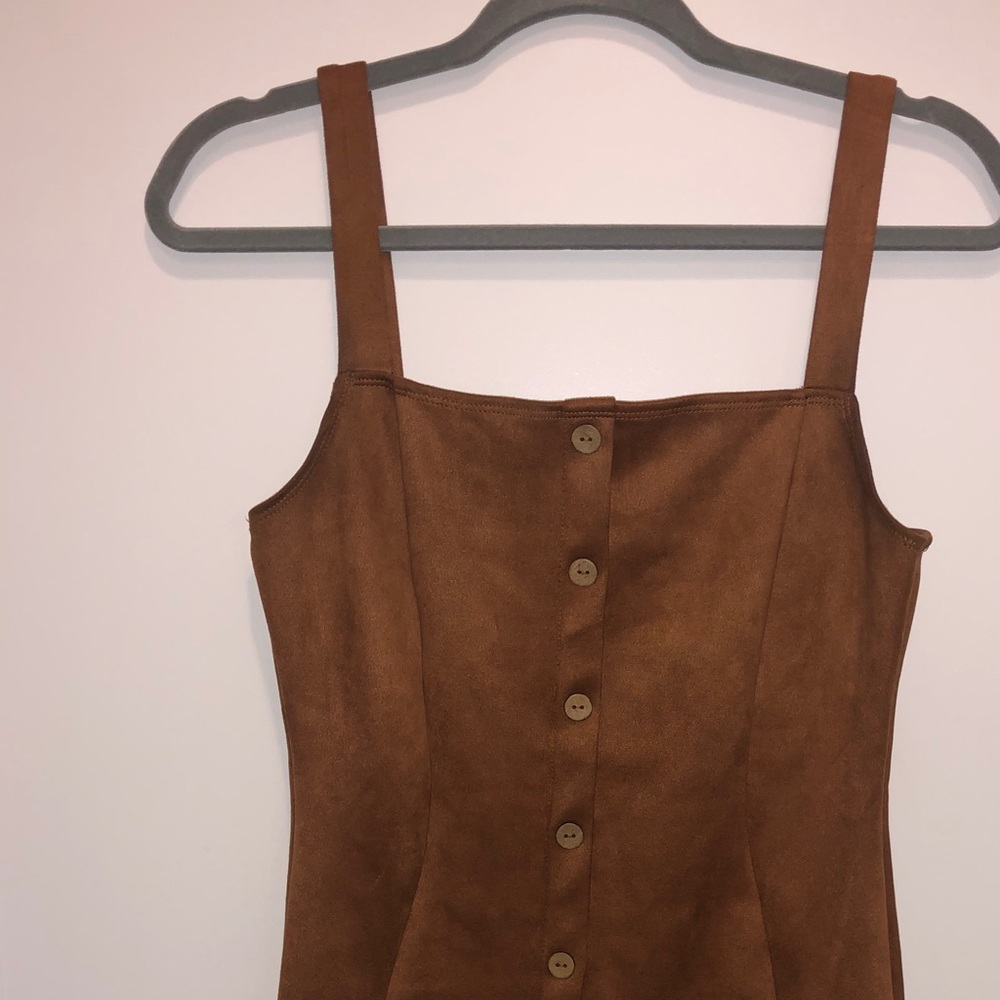 Brown Velvet Fitted Dress